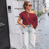 BRIGITTE ASYMMETRIC BORDEAUX T-SHIRT