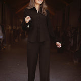 AVELINE BLACK RIBBED TWO-PIECE SET