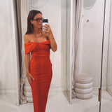 TRIXIE RED OFF SHOULDER DRESS