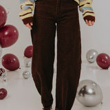 BROWN LEOPARD BALLOON PANTS A3860