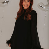 BORN TO PARTY BLACK FEATHER DRESS