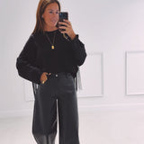 ANNELIES BLACK FRINGE SWEATER