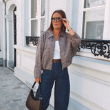 KESSY BROWN/DARK BLUE CHECKERED JACKET