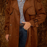 HILAREN CAMEL SUEDE TRENCHCOAT