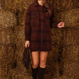 EFFIE BROWN CHECKERED BUTTON DRESS
