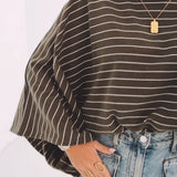 ANYA KHAKI STRIPED SWEATER