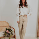 LYNN ECRU V-NECK BLOUSE