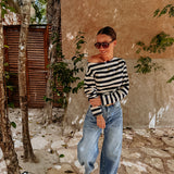 XOCHICA DARK BLUE/ECRU STRIPED LONGSLEEVE SHIRT