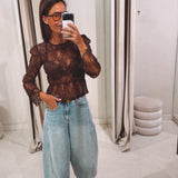 EMMA BROWN LACE BLOUSE