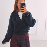 NINA DARK BLUE FRINGE PULLOVER