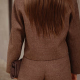 MAROON BROWN CHECKERED TWO-PIECE SET