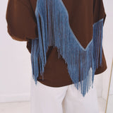 ANNELIES CAMEL BROWN FRINGE SWEATER