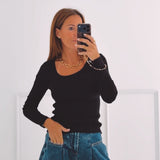 CAMELIA BLACK RIBBED LONGSLEEVE SHIRT