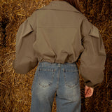 ELEANOR KHAKI CROPPED TRENCHCOAT