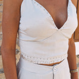 BENIRRAS ECRU LINEN TWO-PIECE SET