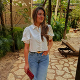 GERONA WHITE OPEN BACK BLOUSE