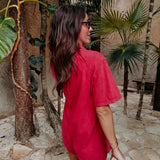 HELOISA RED DENIM PLAYSUIT