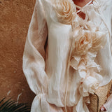 CORALIA ECRU FLOWER DRESS