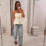 CHARLIE YELLOW STRAPLESS TOP