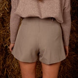 VIXIE TAUPE BUTTON SKORT