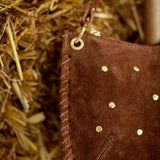TUMBLE BROWN STUDS SUEDE BAG