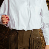 PRUDENCE WHITE BUTTON BLOUSE