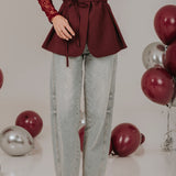 PRE-ORDER LIGHT BLUE RHINESTONE BALLOON JEANS A3349