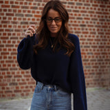 MACKENZIE DARK BLUE KNIT SWEATER