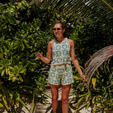 LOLITA BLUE FLOWER CROCHET TWO-PIECE SET