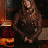 HOLLY JOLLY BROWN LONG LACE DRESS