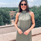 PRE-ORDER MOON OVER MARRAKESH KHAKI HALTER DRESS - PS THE LABEL