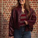 ASHBY BORDEAUX SHINY LEATHER JACKET