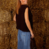 RAINELLE BROWN SLEEVELESS CARDIGAN