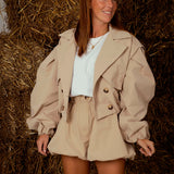 ELEANOR BEIGE PUFFY SHORT