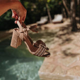 LUVIA BEIGE RAFFIA HEELS