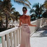 CORAZON DE MEXICO OLD PINK SATIN HALTER DRESS