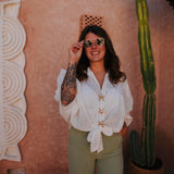 JIHANE ECRU STAR BLOUSE