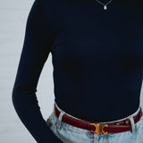 SUSANNA DARK BLUE LONGSLEEVE TURTLENECK SHIRT