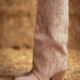 PRISCILLA BEIGE STUDS COWBOY BOOTS