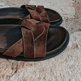 NOELIA BROWN SUEDE SLIPPERS