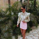 ELIANA MINT GREEN FLOWER BLOUSE