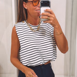 SASKIA WHITE STRIPED TOP
