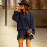 ROSALIND DARK BLUE KNITTED TWO-PIECE SET