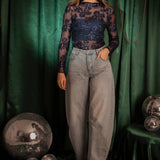 HO HO HOLIDAY DARK BLUE SEQUIN BLOUSE