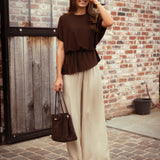 CERELIA BROWN RIBBED BLOUSE