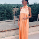 PRE-ORDER MOON OVER MARRAKESH PEACH HALTER DRESS - PS THE LABEL