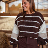 POSEY BROWN STRIPED SWEATER