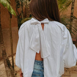 PARADISE WHITE OPEN BACK BLOUSE