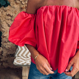 HOLA DARK PINK OFF SHOULDER TOP