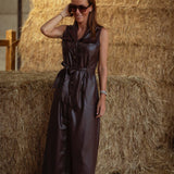 ROXANNE BROWN LEATHER DRESS